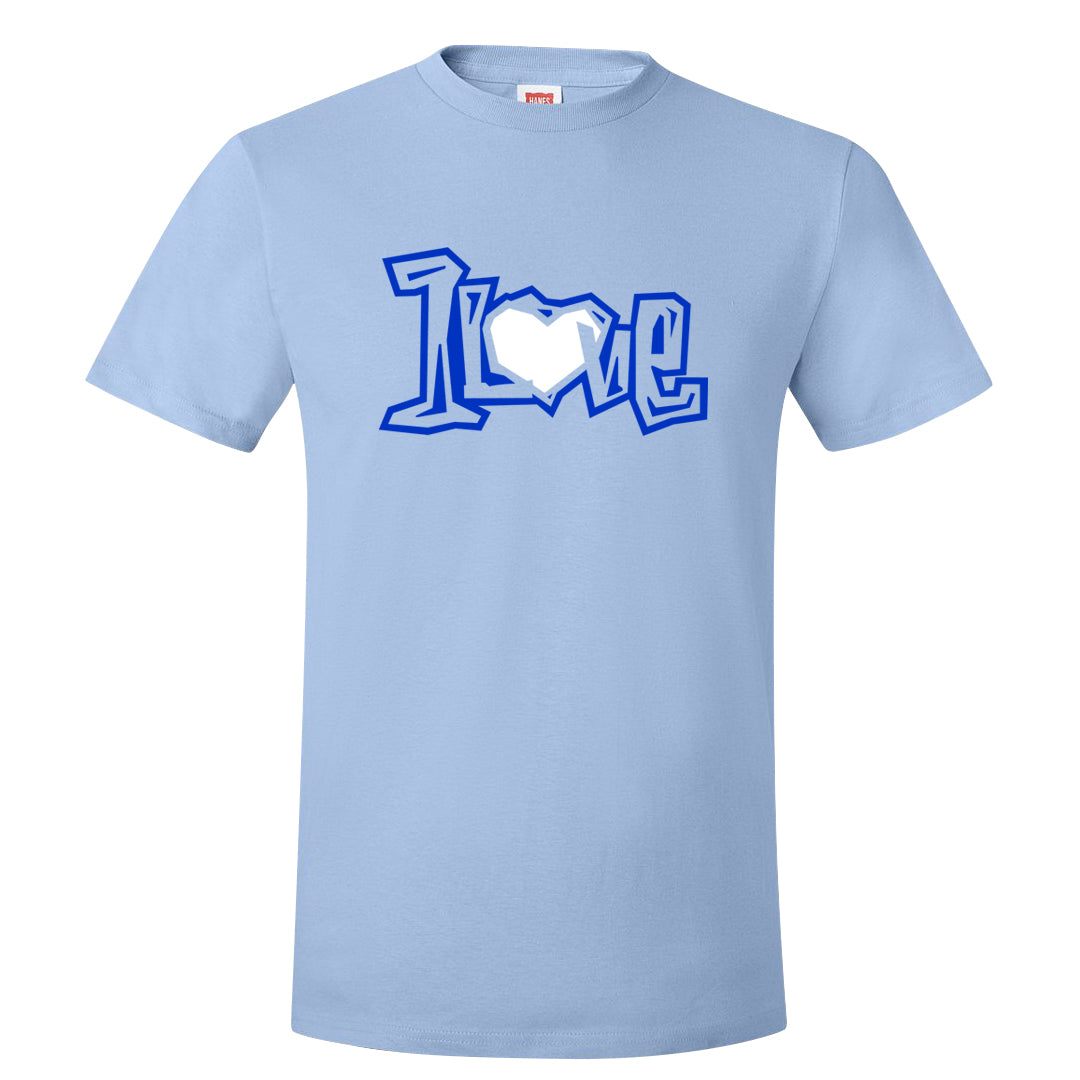 Blue White AF1s T Shirt | 1 Love, Light Blue