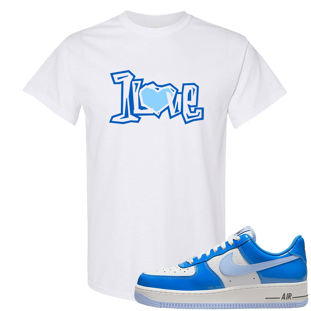 Blue White AF1s T Shirt | 1 Love, White