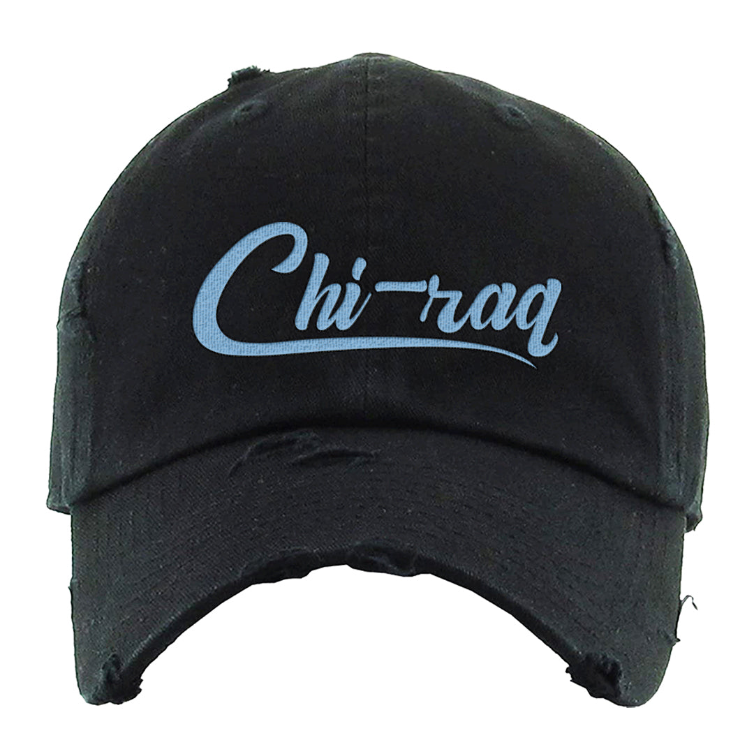 Blue White AF1s Distressed Dad Hat | Chiraq, Black