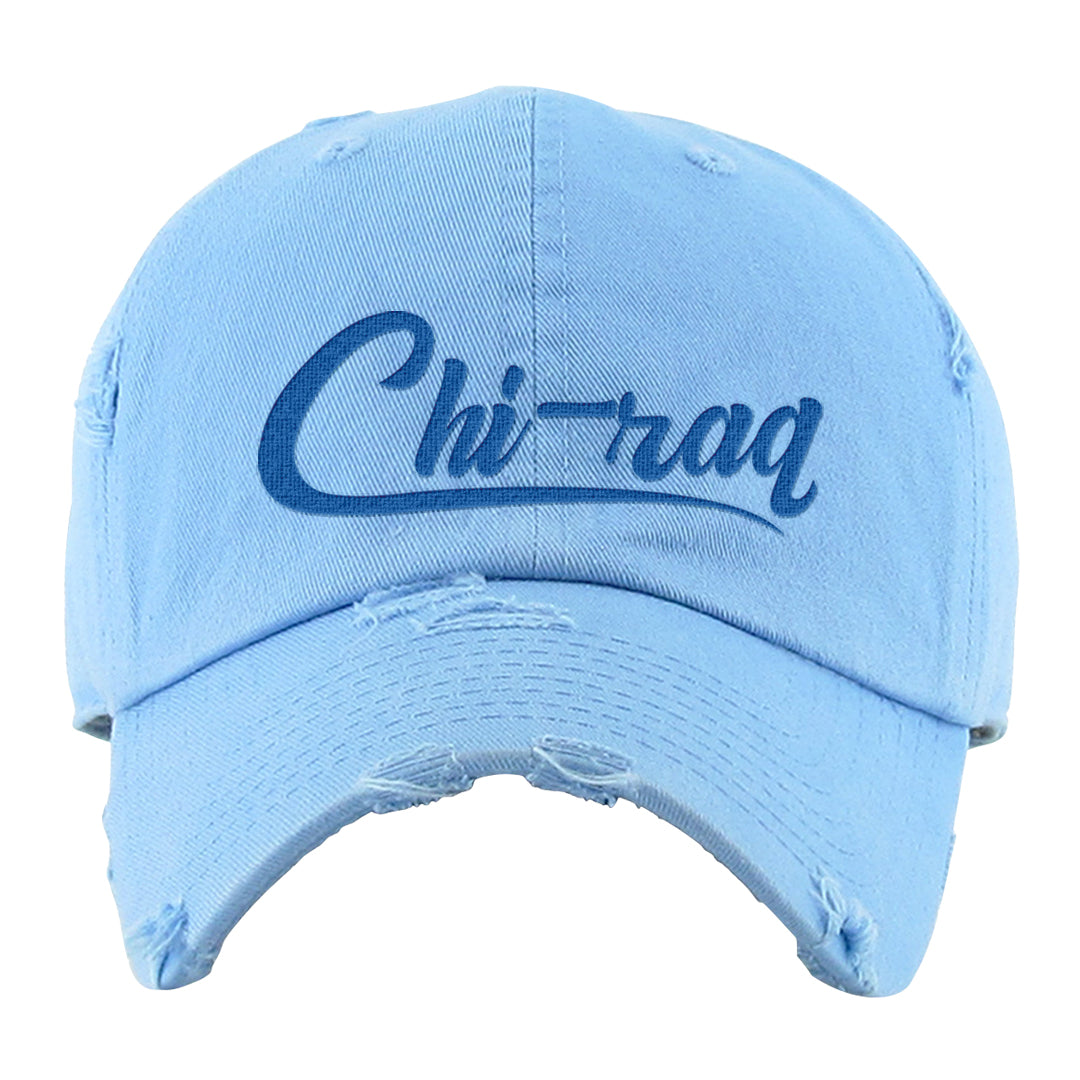 Blue White AF1s Distressed Dad Hat | Chiraq, Sky Blue