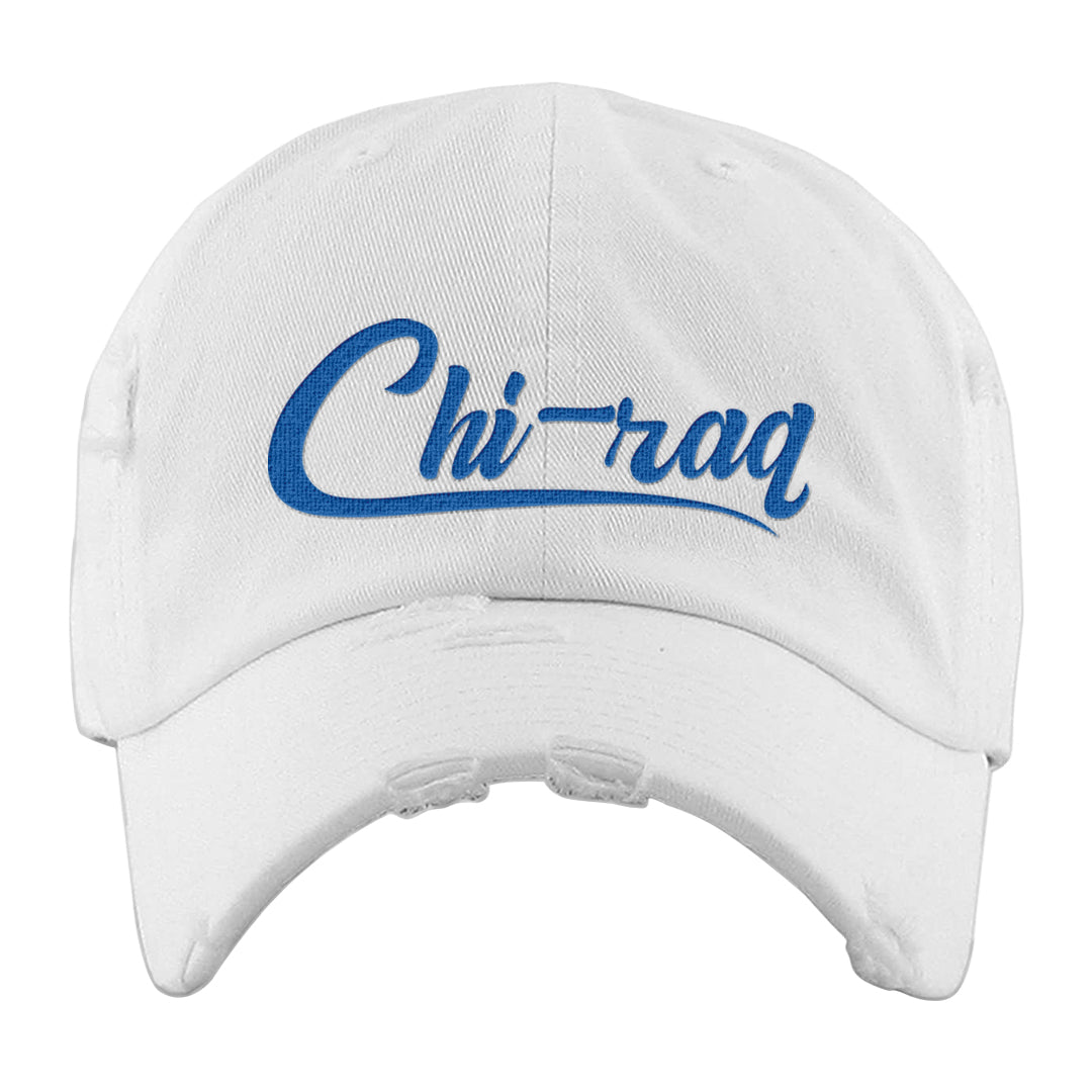 Blue White AF1s Distressed Dad Hat | Chiraq, White