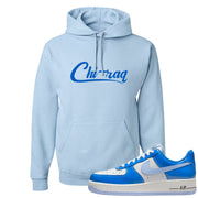 Blue White AF1s Hoodie | Chiraq, Light Blue