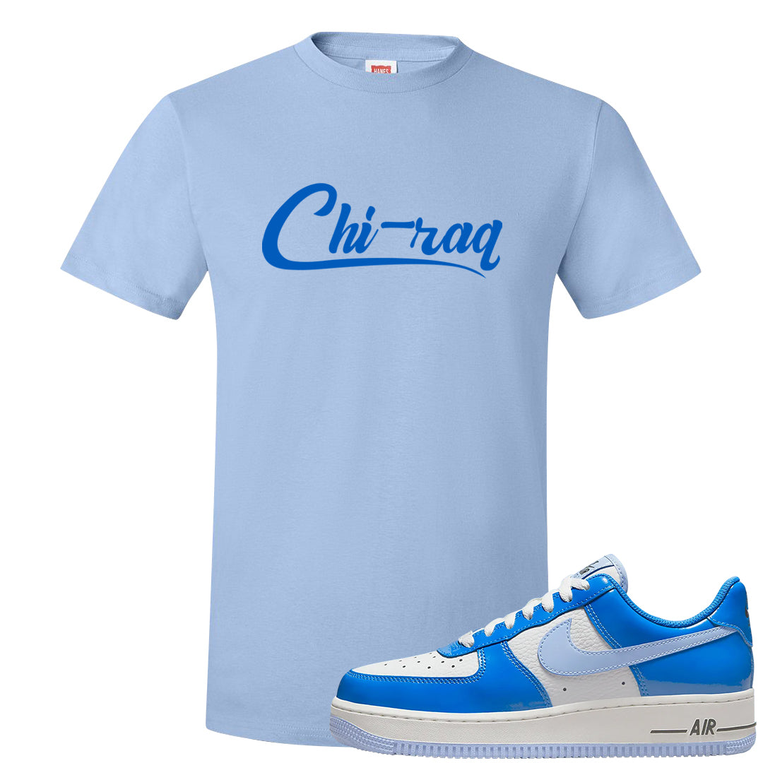 Blue White AF1s T Shirt | Chiraq, Light Blue