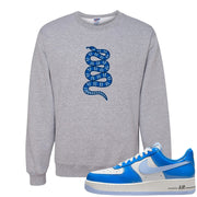 Blue White AF1s Crewneck Sweatshirt | Coiled Snake, Ash