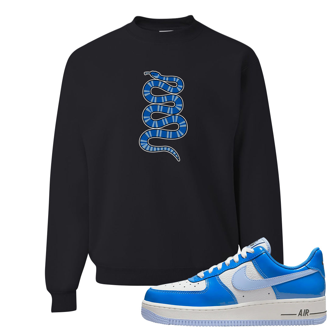 Blue White AF1s Crewneck Sweatshirt | Coiled Snake, Black