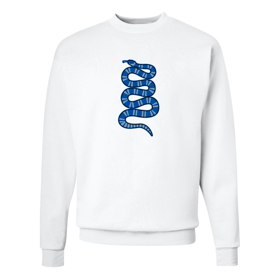 Blue White AF1s Crewneck Sweatshirt | Coiled Snake, White