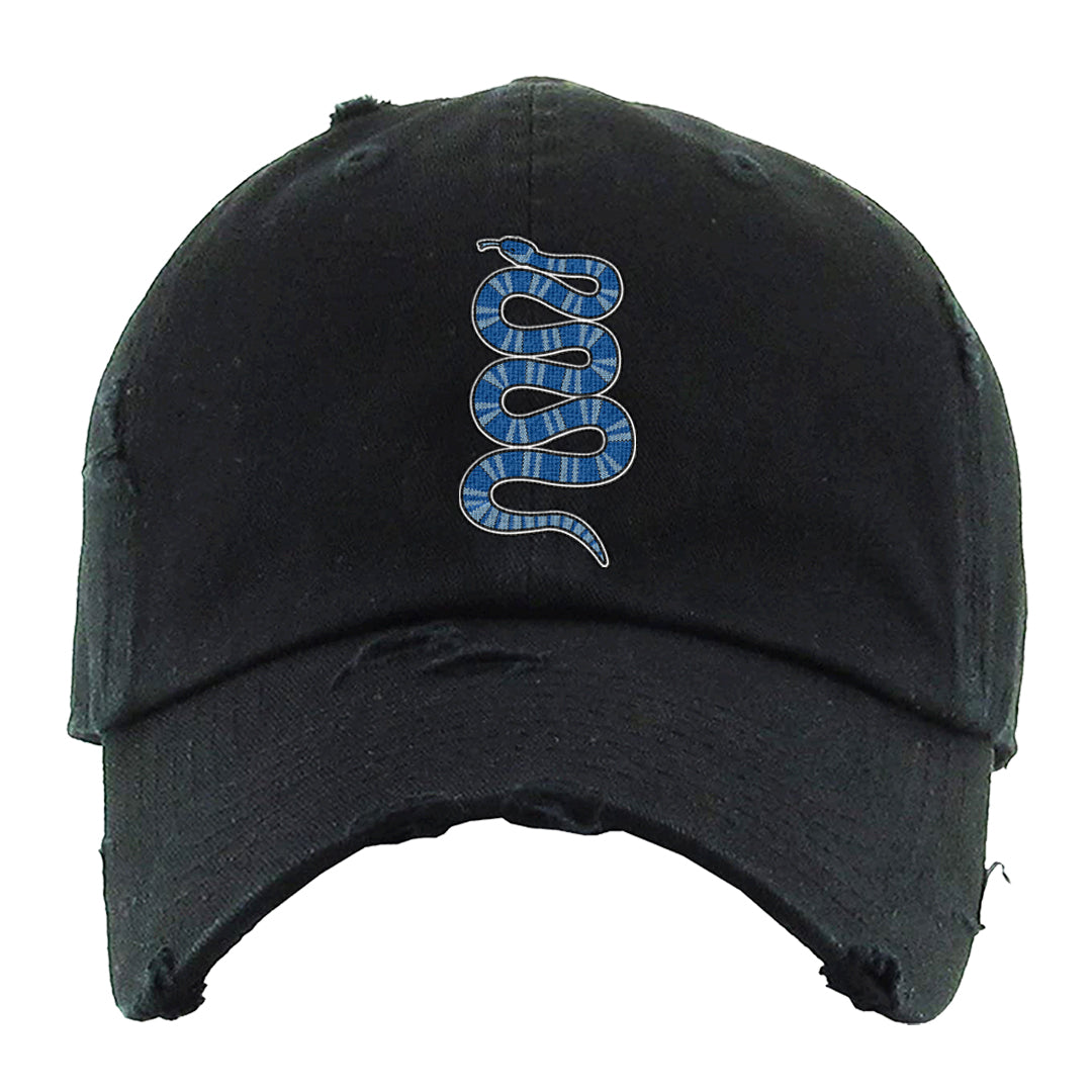 Blue White AF1s Distressed Dad Hat | Coiled Snake, Black
