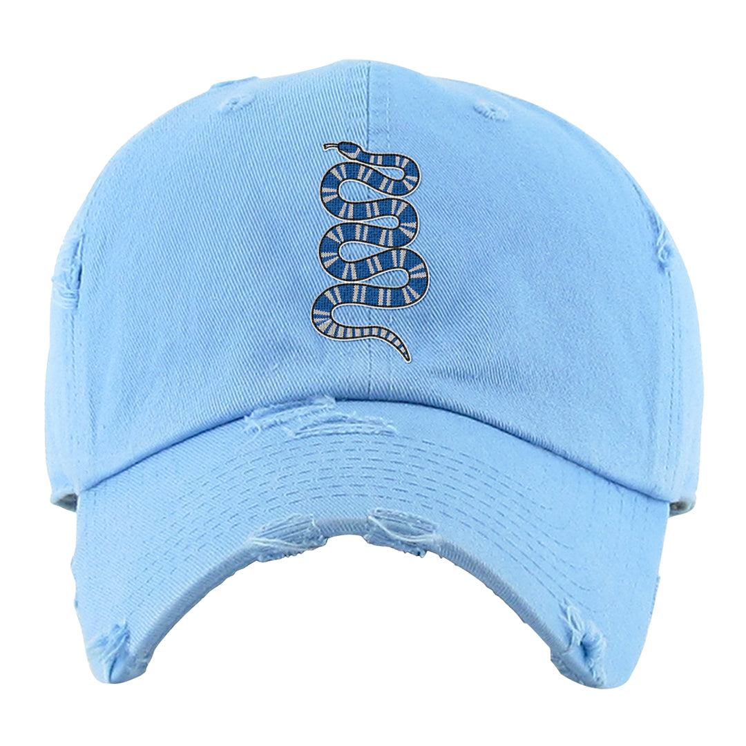 Blue White AF1s Distressed Dad Hat | Coiled Snake, Sky Blue