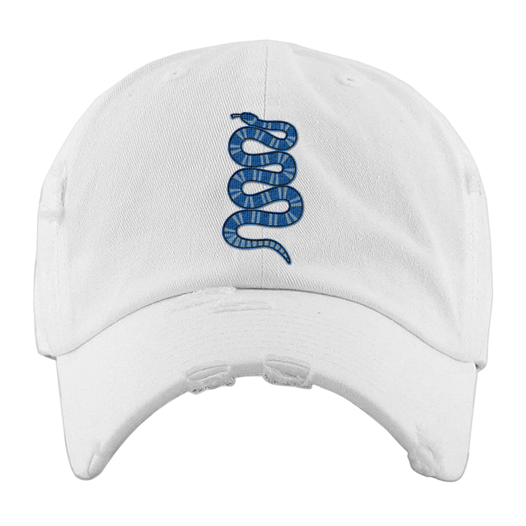 Blue White AF1s Distressed Dad Hat | Coiled Snake, White