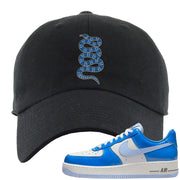 Blue White AF1s Dad Hat | Coiled Snake, Black