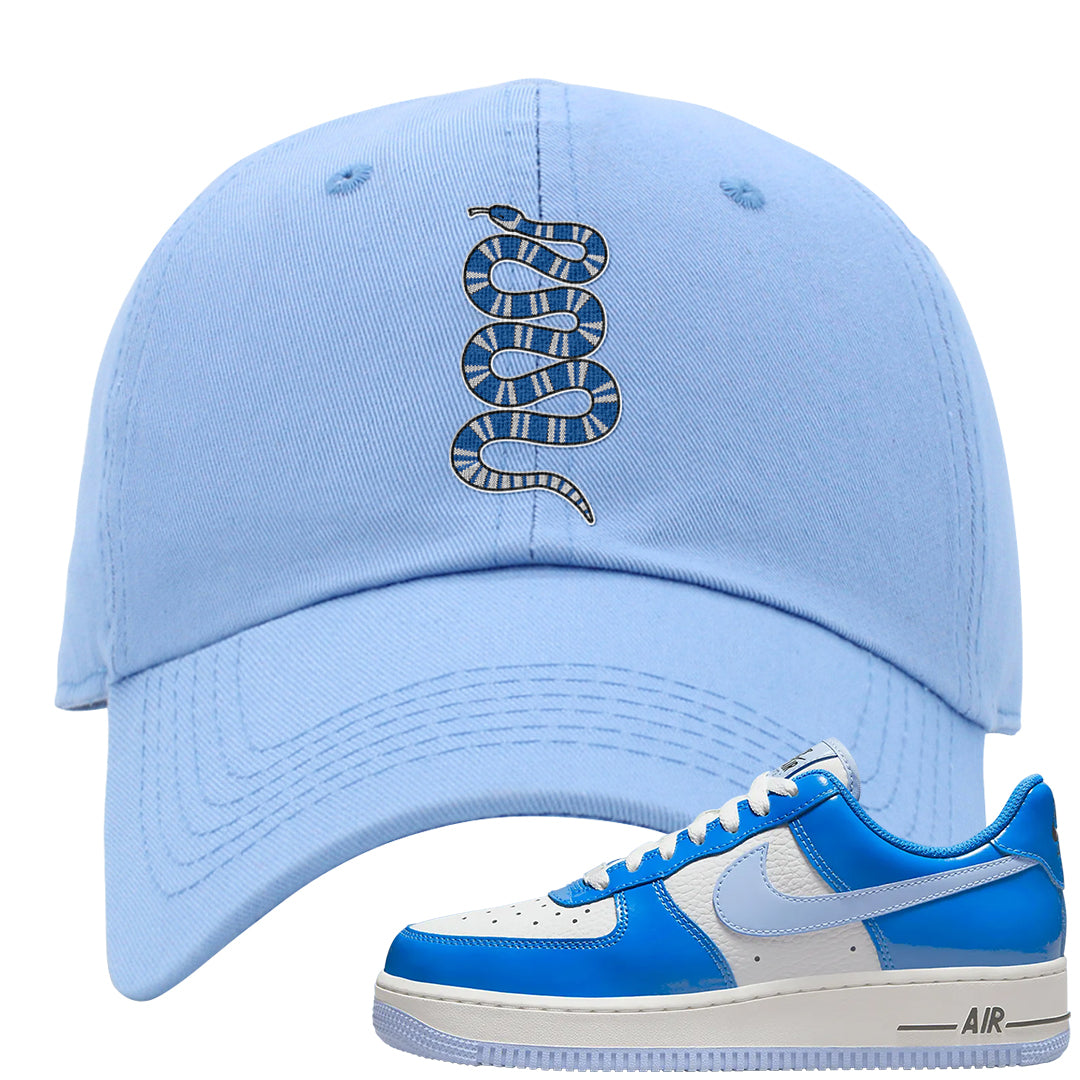 Blue White AF1s Dad Hat | Coiled Snake, Sky Blue