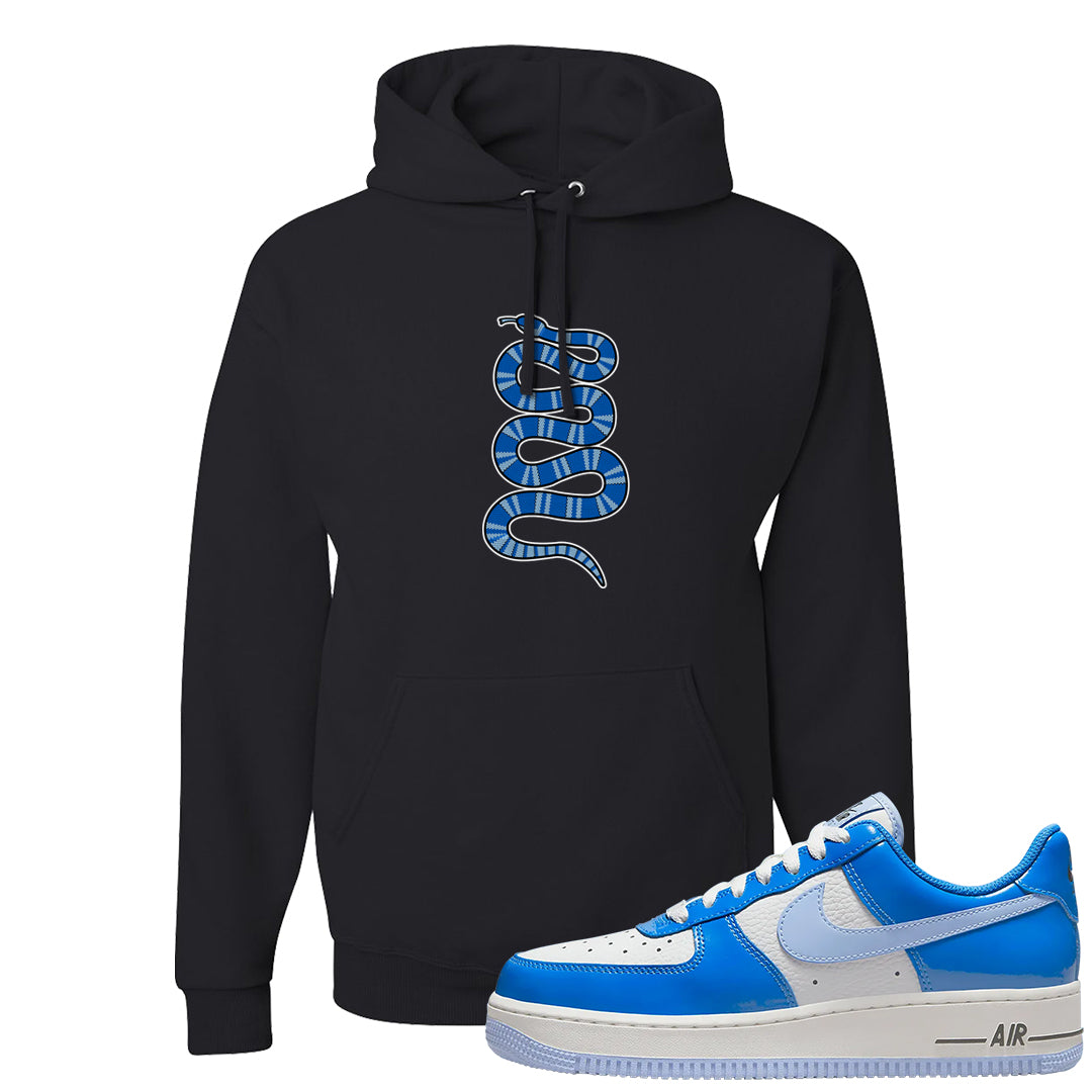 Blue White AF1s Hoodie | Coiled Snake, Black