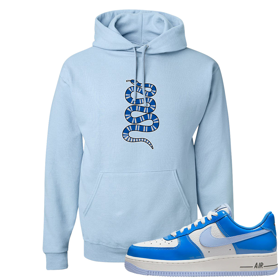 Blue White AF1s Hoodie | Coiled Snake, Light Blue