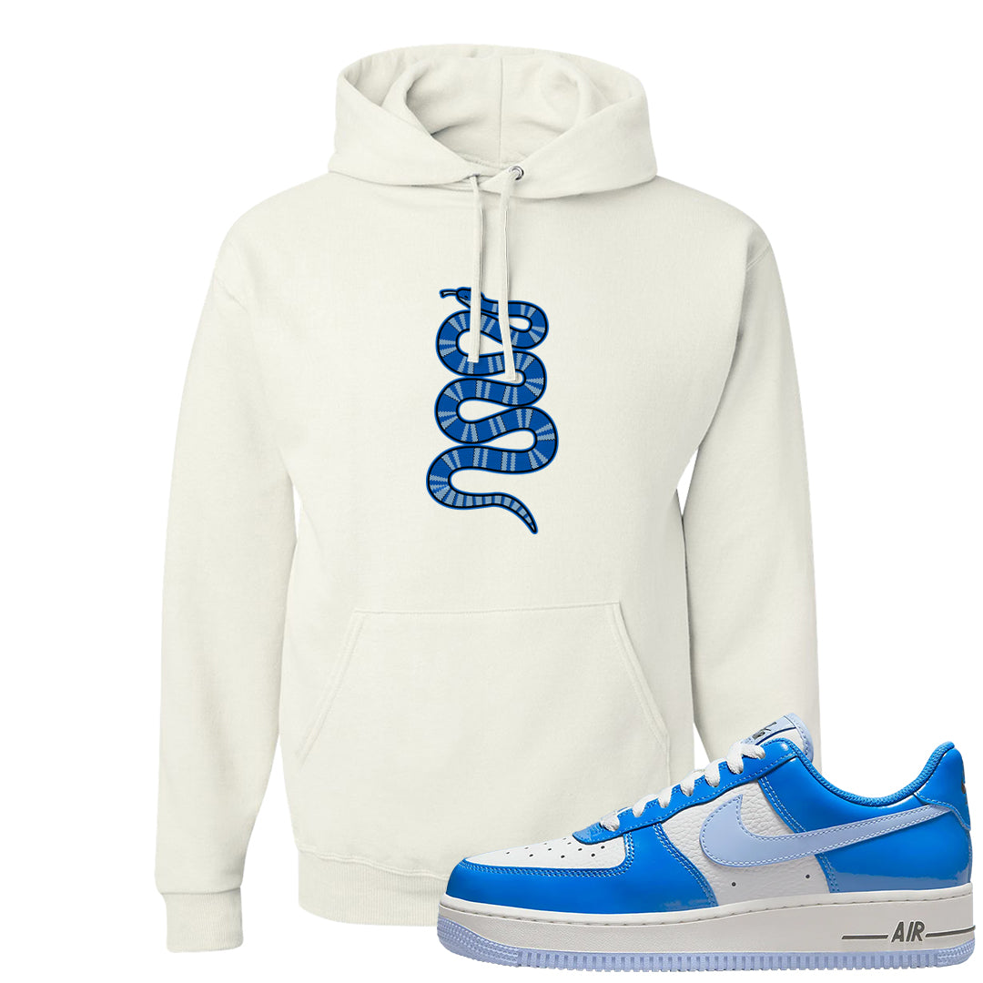 Blue White AF1s Hoodie | Coiled Snake, White