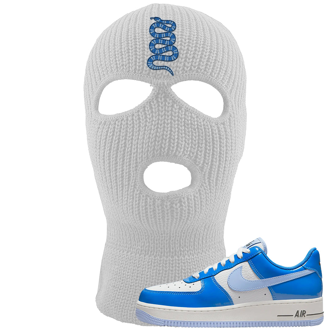 Blue White AF1s Ski Mask | Coiled Snake, White