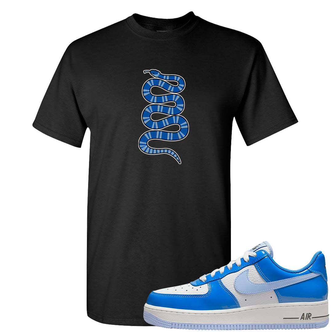 Blue White AF1s T Shirt | Coiled Snake, Black