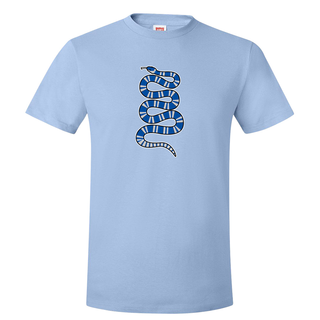 Blue White AF1s T Shirt | Coiled Snake, Light Blue