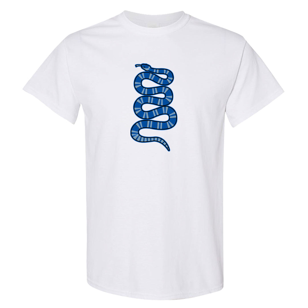 Blue White AF1s T Shirt | Coiled Snake, White