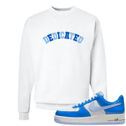 Blue White AF1s Crewneck Sweatshirt | Dedicated, White