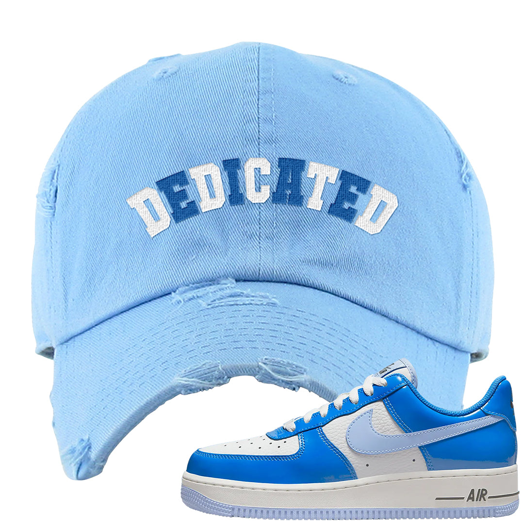 Blue White AF1s Distressed Dad Hat | Dedicated, Sky Blue