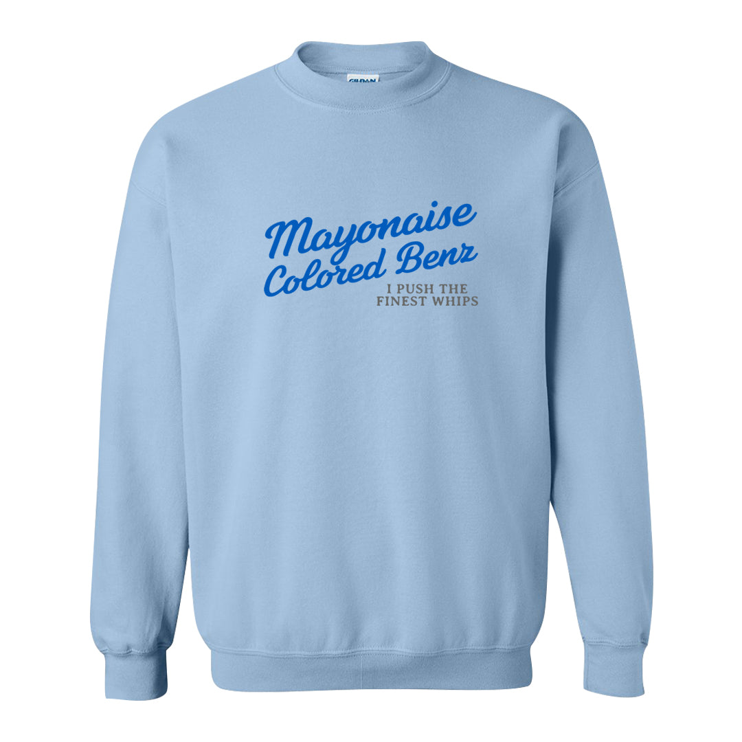 Blue White AF1s Crewneck Sweatshirt | Mayonaise Colored Benz, Light Blue