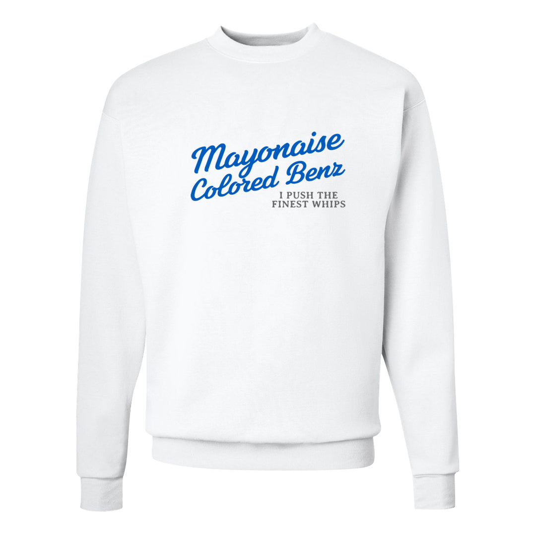 Blue White AF1s Crewneck Sweatshirt | Mayonaise Colored Benz, White