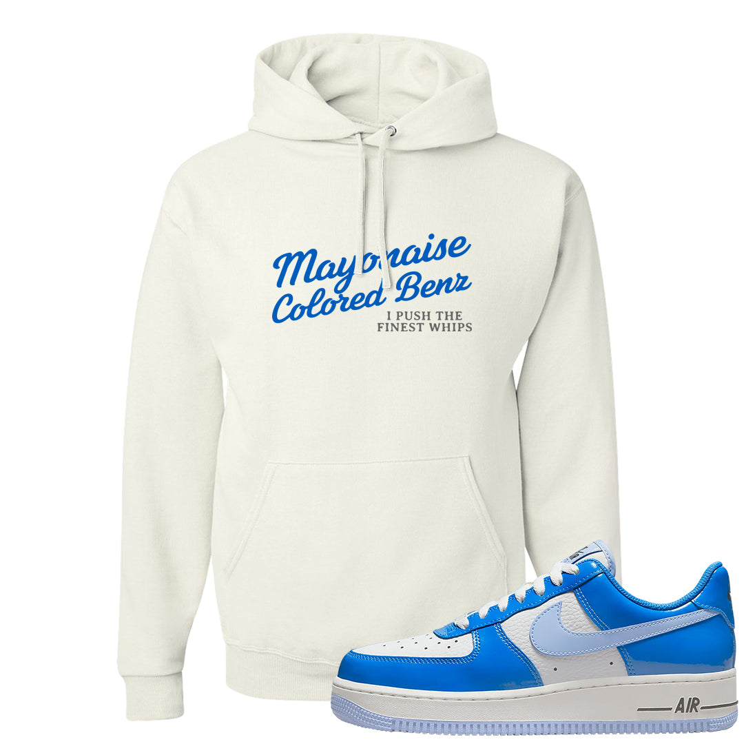 Blue White AF1s Hoodie | Mayonaise Colored Benz, White