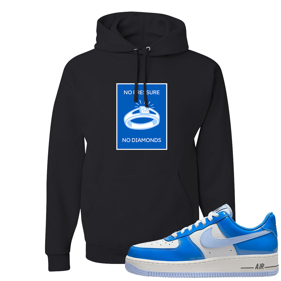 Blue White AF1s Hoodie | No Pressure No Diamond, Black