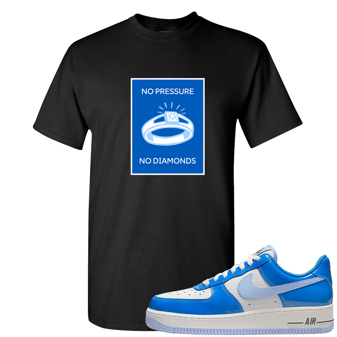 Blue White AF1s T Shirt | No Pressure No Diamond, Black