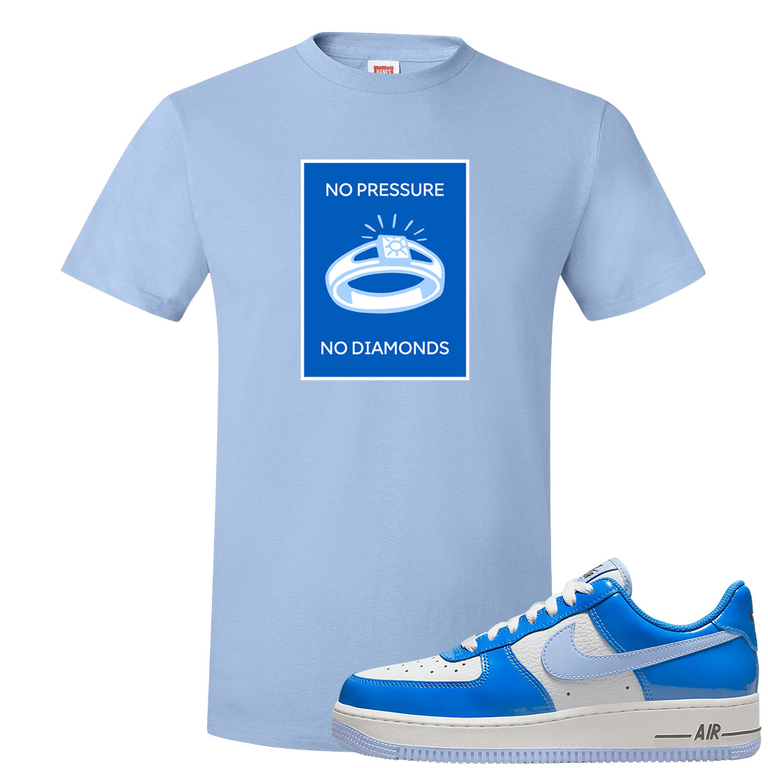 Blue White AF1s T Shirt | No Pressure No Diamond, Light Blue