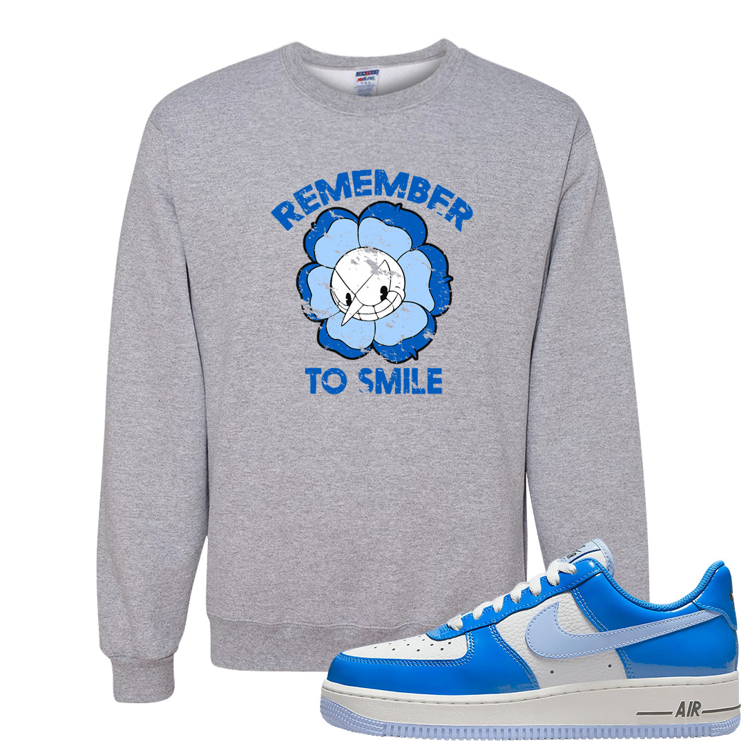 Blue White AF1s Crewneck Sweatshirt | Remember To Smile, Ash