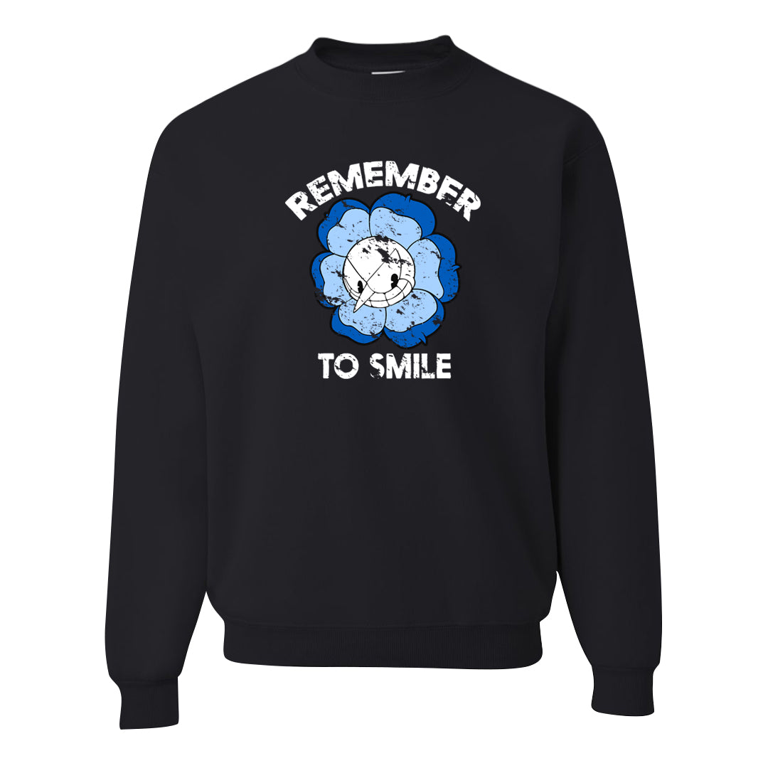 Blue White AF1s Crewneck Sweatshirt | Remember To Smile, Black