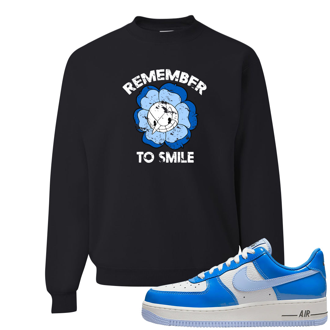 Blue White AF1s Crewneck Sweatshirt | Remember To Smile, Black