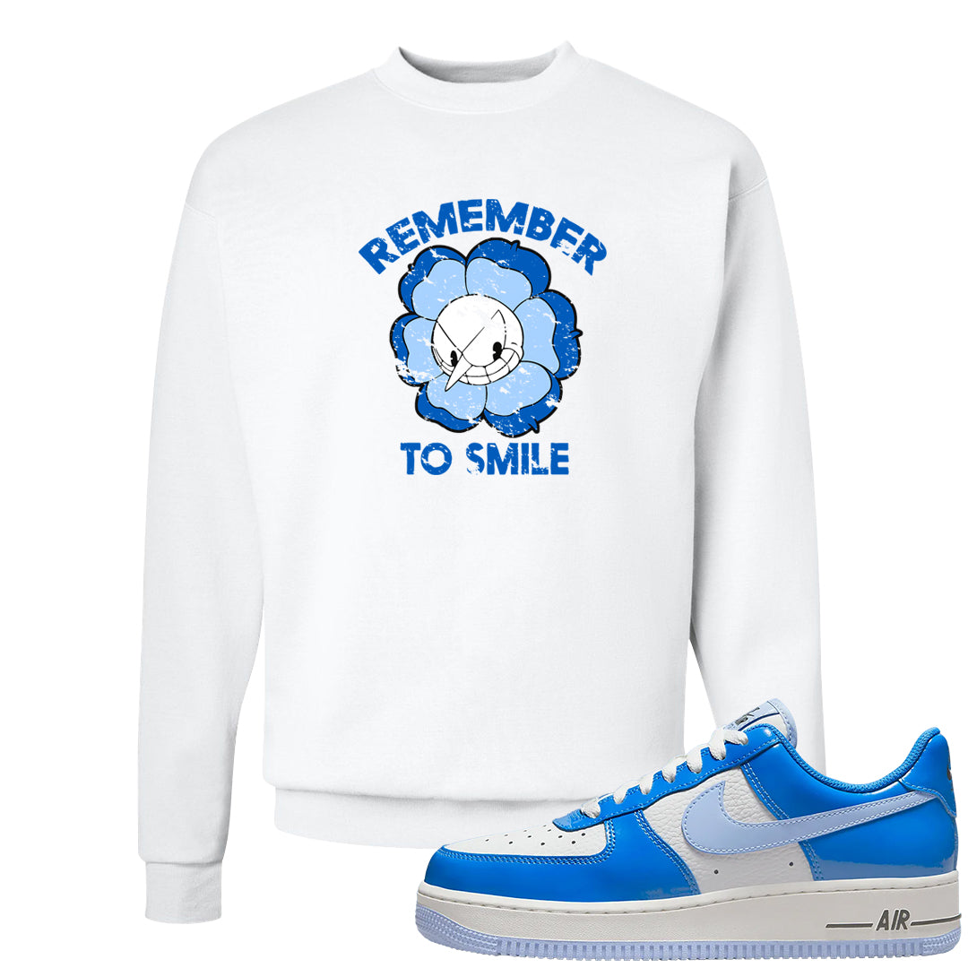 Blue White AF1s Crewneck Sweatshirt | Remember To Smile, White