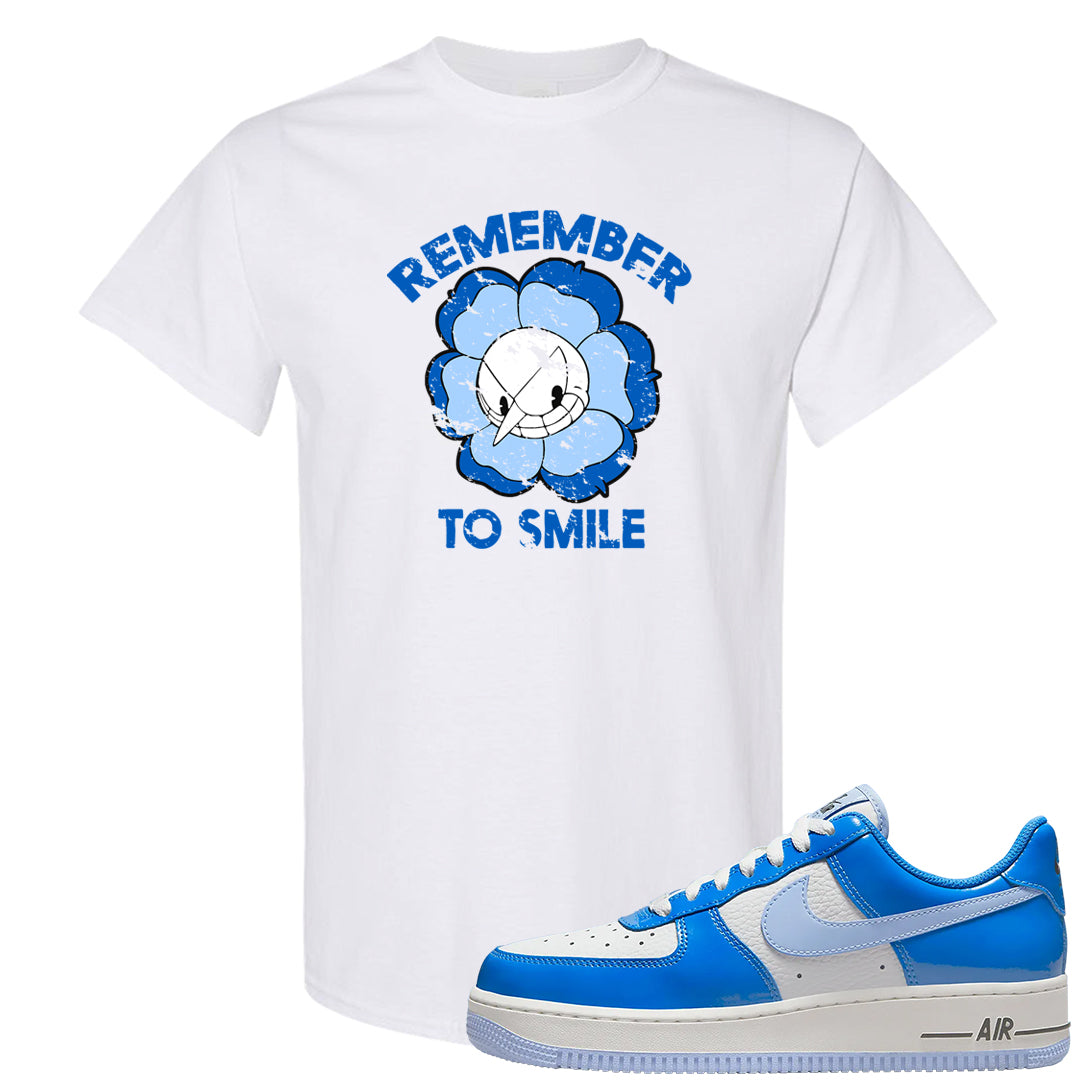 Blue White AF1s T Shirt | Remember To Smile, White