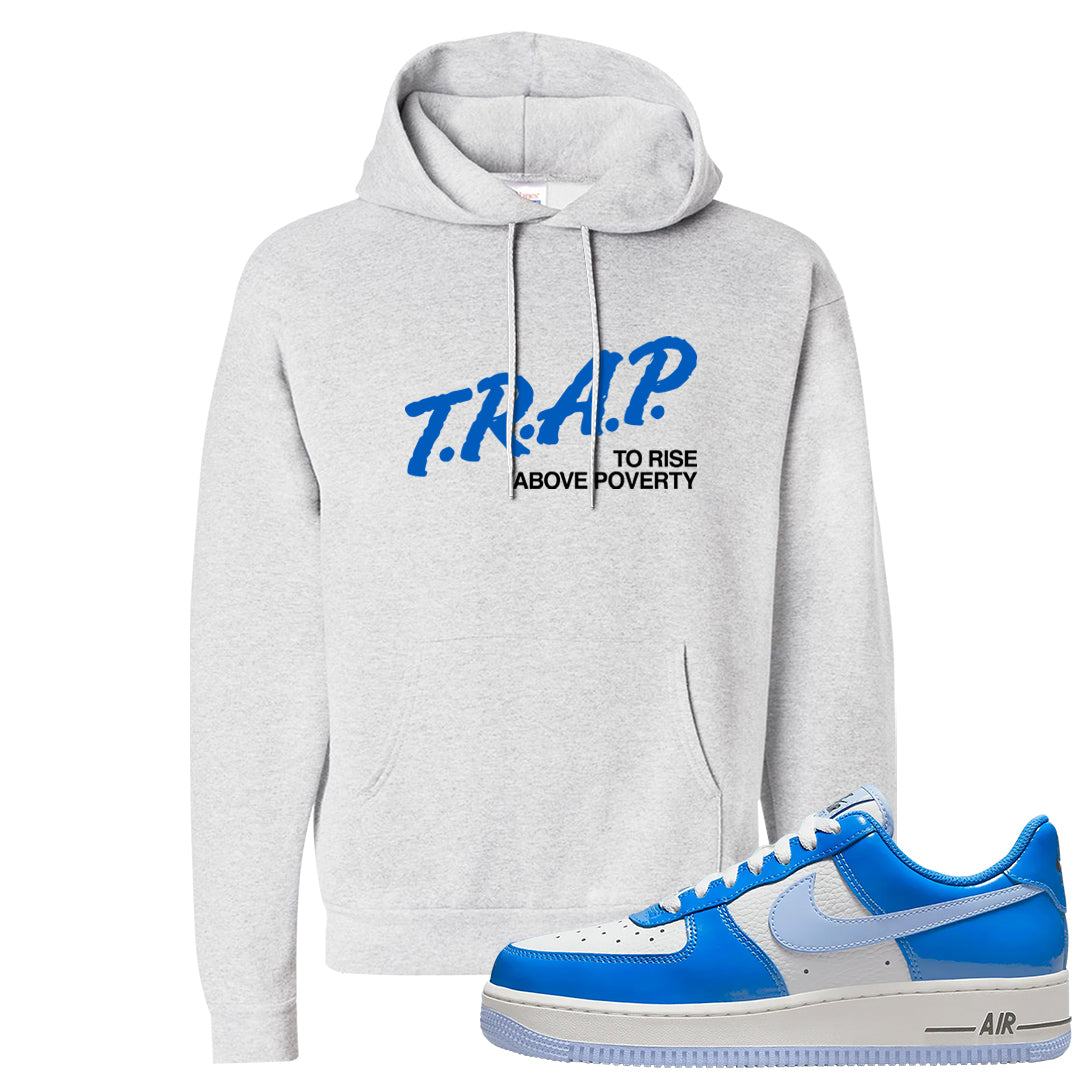 Blue White AF1s Hoodie | Trap To Rise Above Poverty, Ash