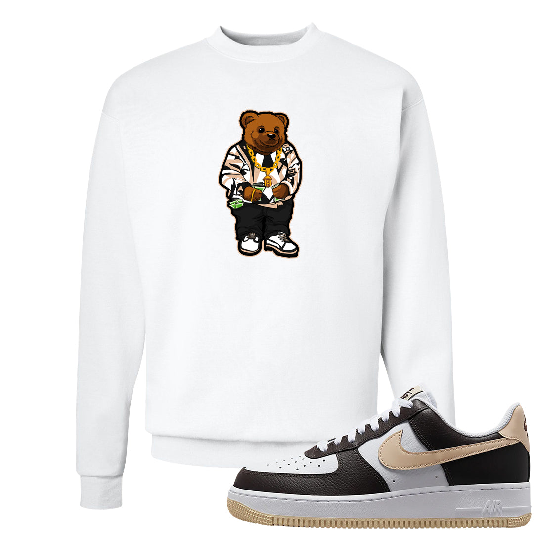 Cappuccino AF 1s Crewneck Sweatshirt | Sweater Bear, White