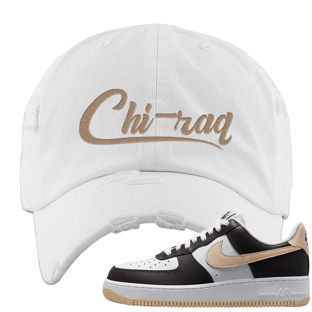 Cappuccino AF 1s Distressed Dad Hat | Chiraq, White