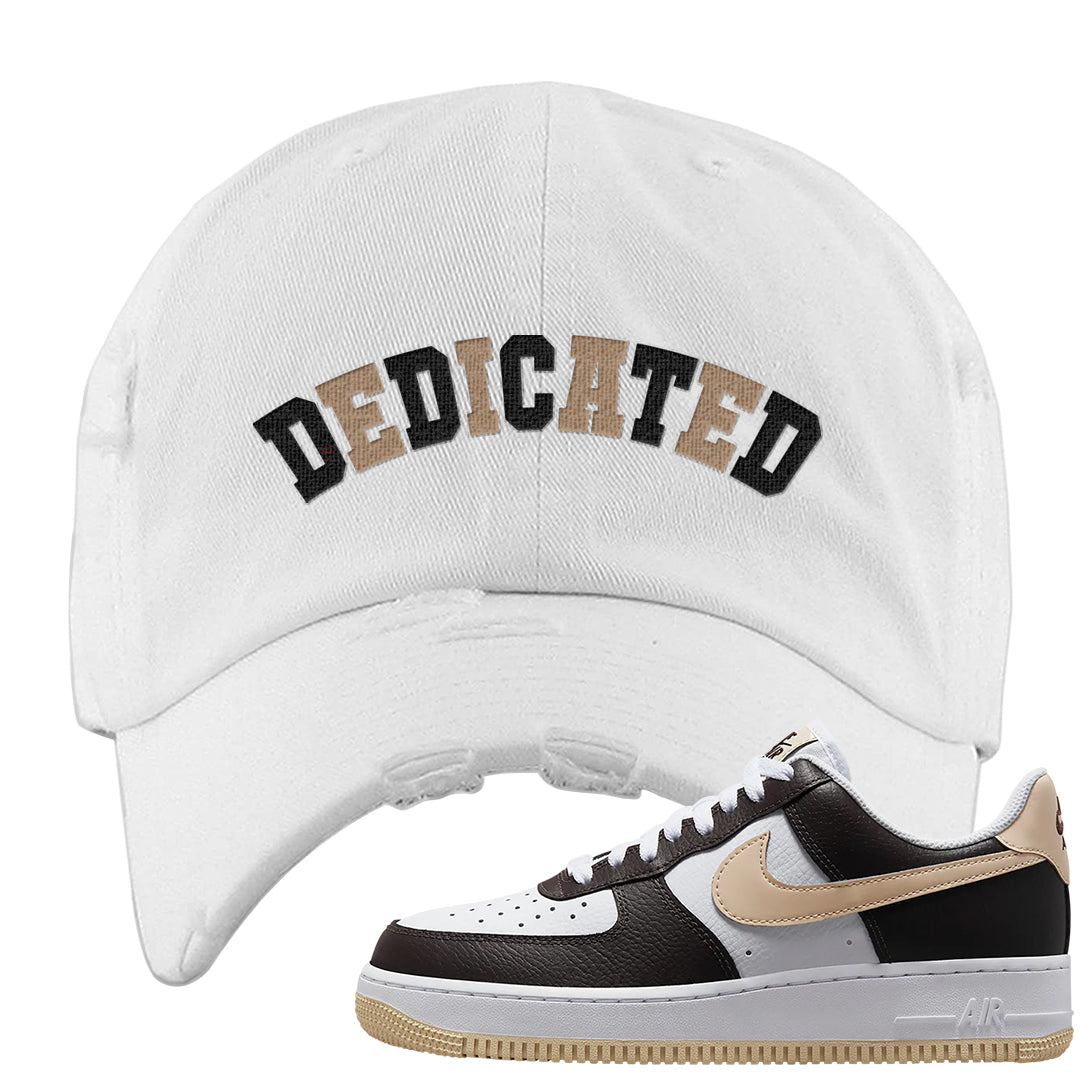 Cappuccino AF 1s Distressed Dad Hat | Dedicated, White