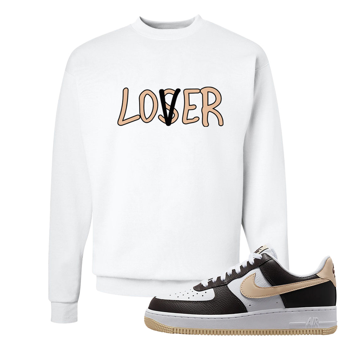 Cappuccino AF 1s Crewneck Sweatshirt | Lover, White