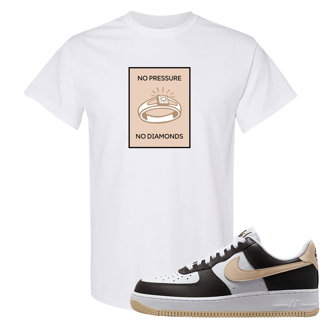 Cappuccino AF 1s T Shirt | No Pressure No Diamond, White