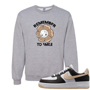 Cappuccino AF 1s Crewneck Sweatshirt | Remember To Smile, Ash