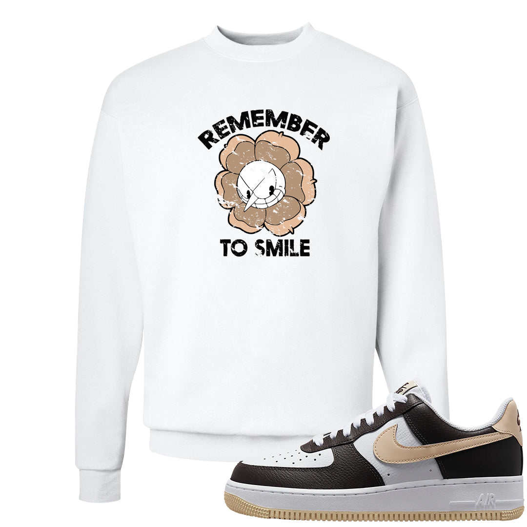 Cappuccino AF 1s Crewneck Sweatshirt | Remember To Smile, White
