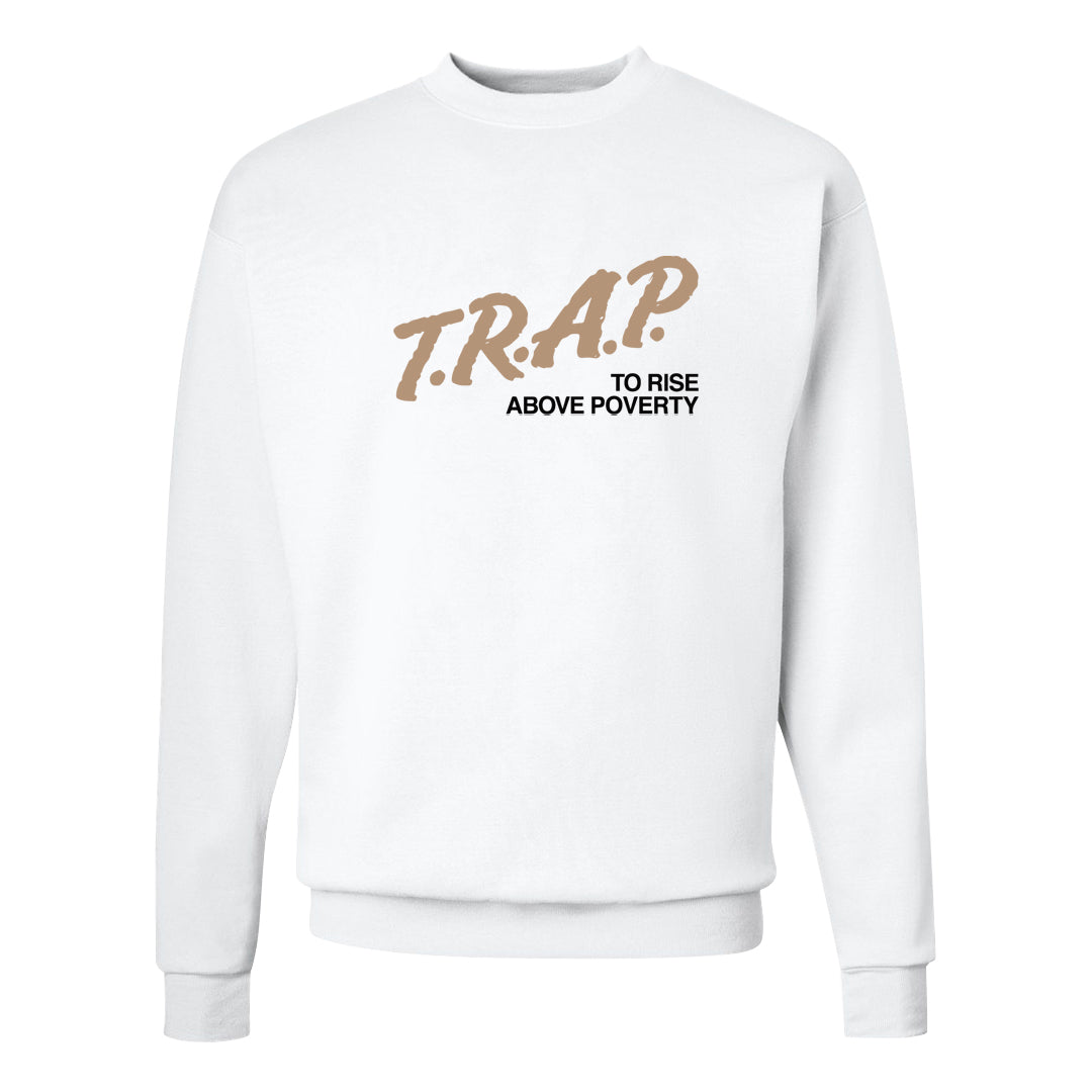Cappuccino AF 1s Crewneck Sweatshirt | Trap To Rise Above Poverty, White