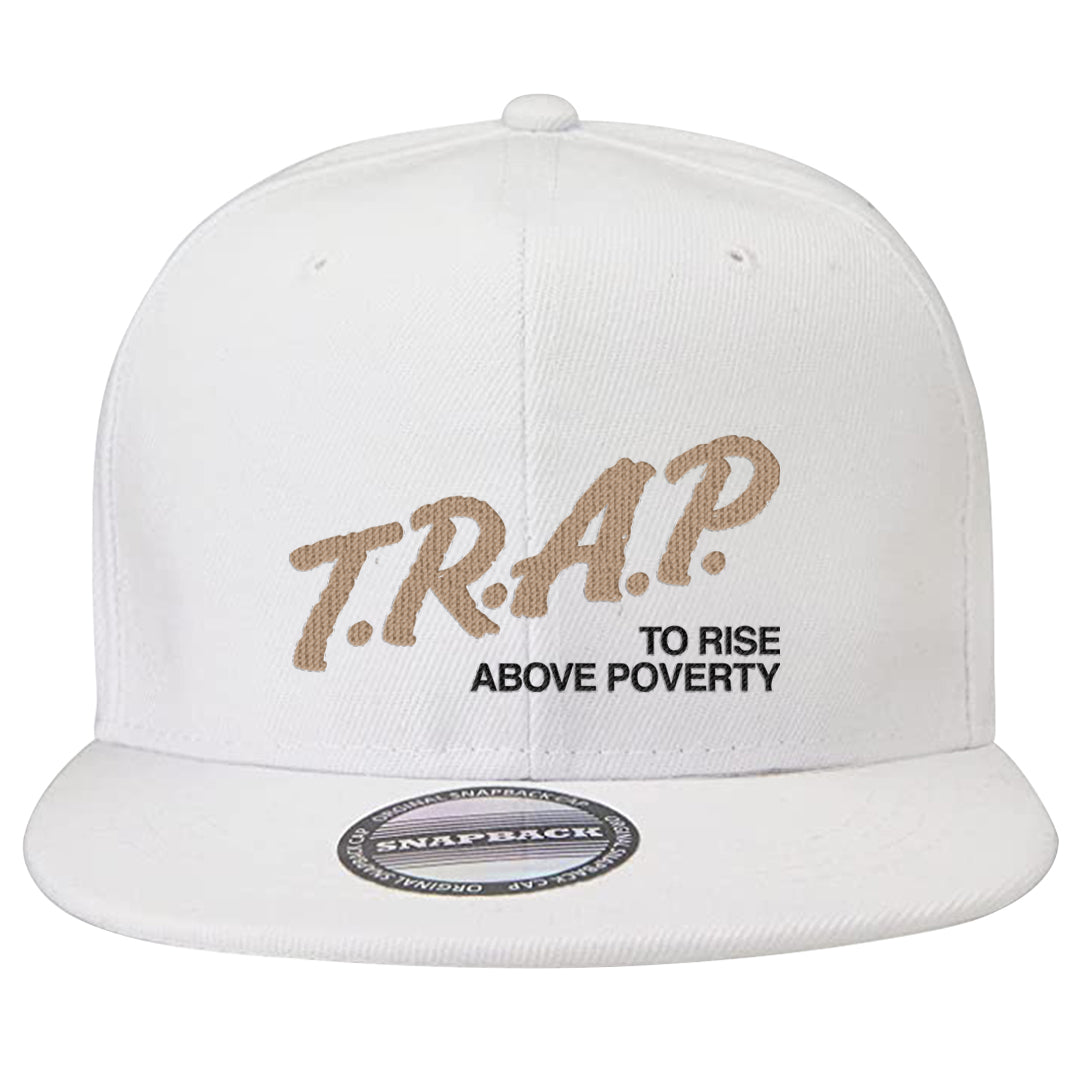 Cappuccino AF 1s Snapback Hat | Trap To Rise Above Poverty, White