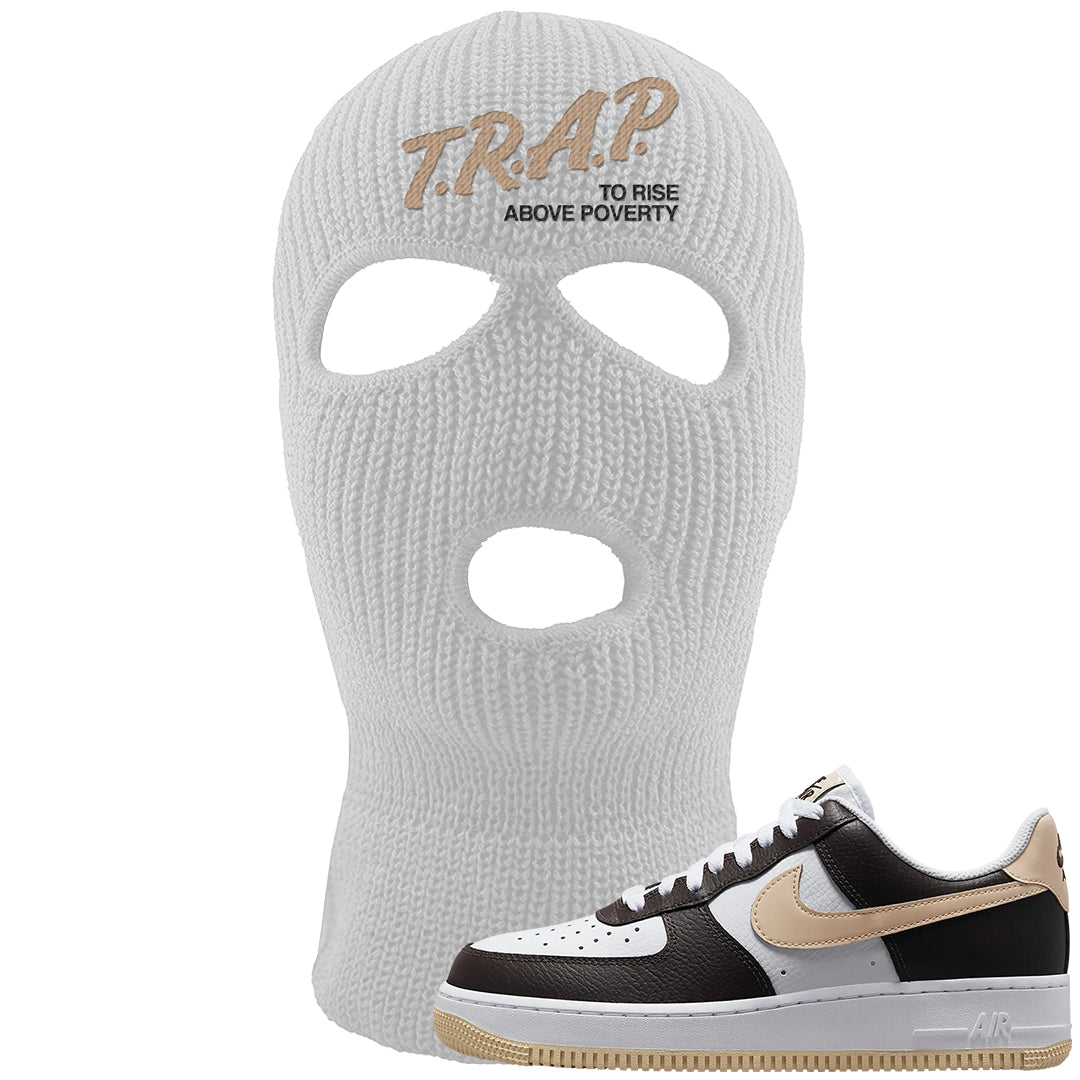 Cappuccino AF 1s Ski Mask | Trap To Rise Above Poverty, White