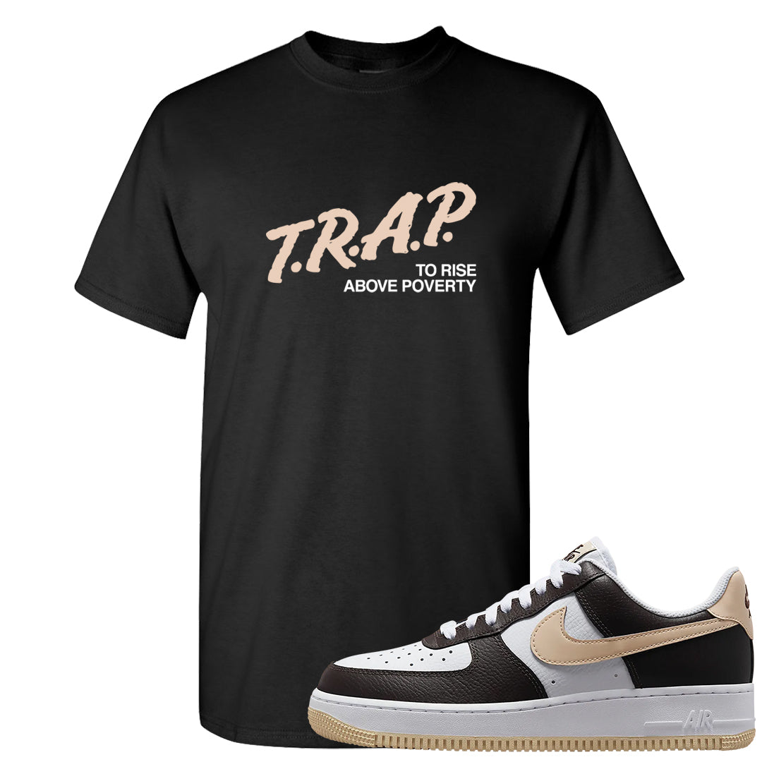 Cappuccino AF 1s T Shirt | Trap To Rise Above Poverty, Black