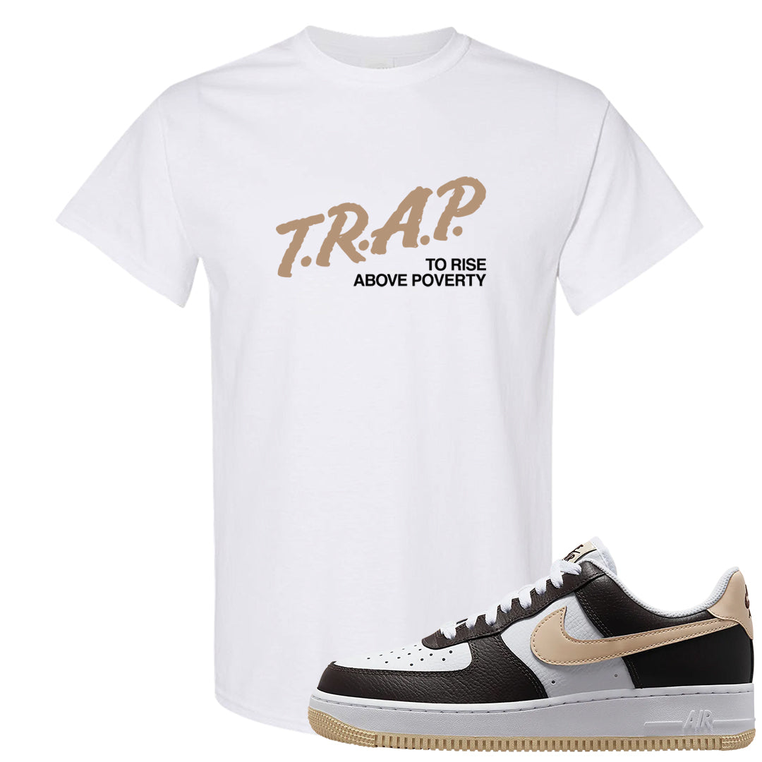 Cappuccino AF 1s T Shirt | Trap To Rise Above Poverty, White