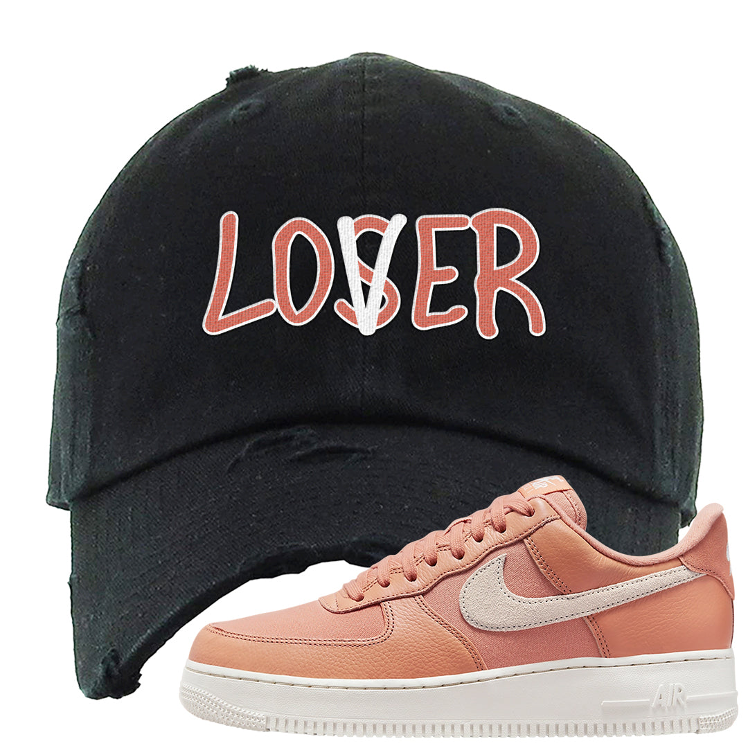 Amber Brown Low  AF1s Distressed Dad Hat | Lover, Black