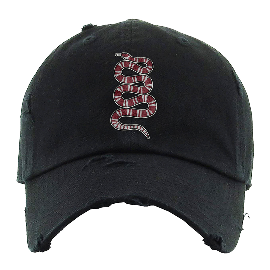Adobe Low AF 1s Distressed Dad Hat | Coiled Snake, Black